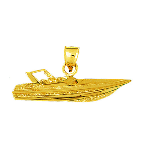14K Gold 35MM Speed Boat Pendant