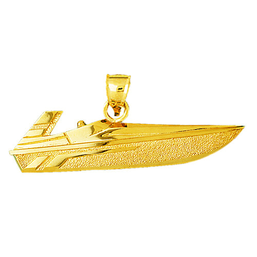 14K Gold Speed Boat Pendant