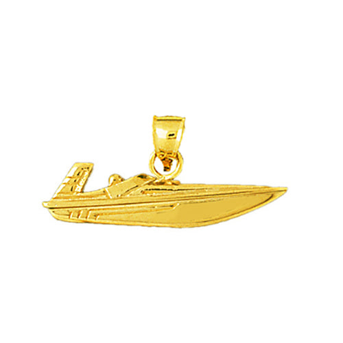 14K Gold 30MM Speed Race Boat Pendant