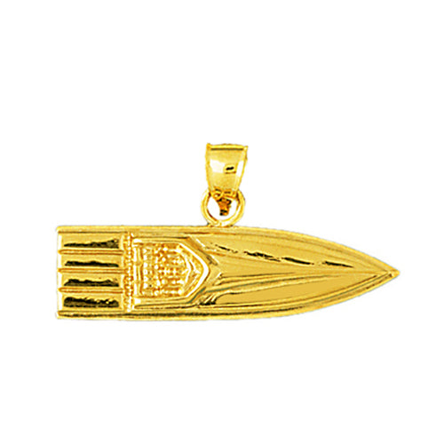 14K Gold 32MM Speed Race Boat Pendant