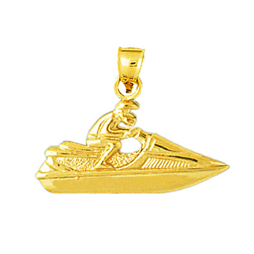14K Gold 34MM Jet Ski Pendant