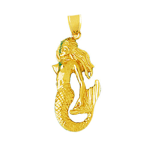 14K Gold Mermaid Pendant