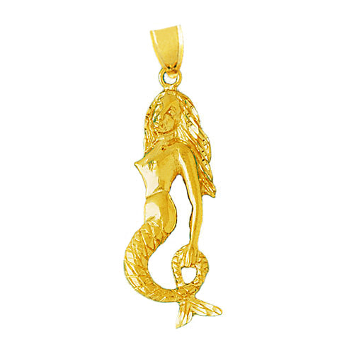 14K Gold 34MM Mermaid Pendant