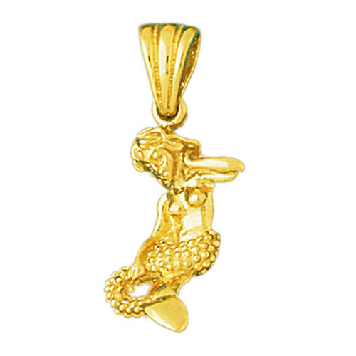 14K Gold 3-D Mermaid Pendant