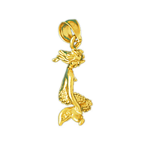 14K Gold 3D Mermaid Charm