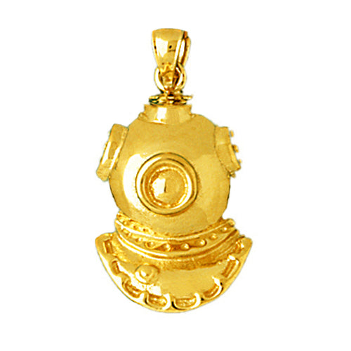 14K Gold Scuba Dive Helmet Pendant