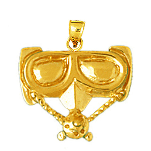 14K Gold Scuba Diving Mask with Mouth Piece Charm