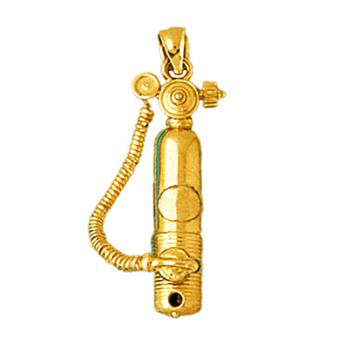 14K Gold 3D Scuba Diving Oxygen Tank Pendant