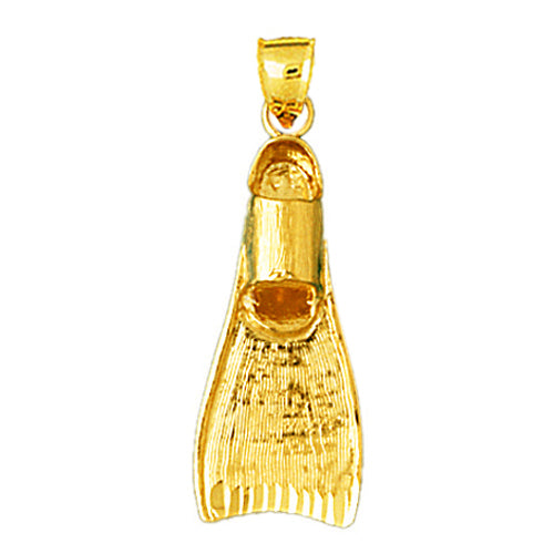 14K Gold 3D Snorkel Finn Pendant