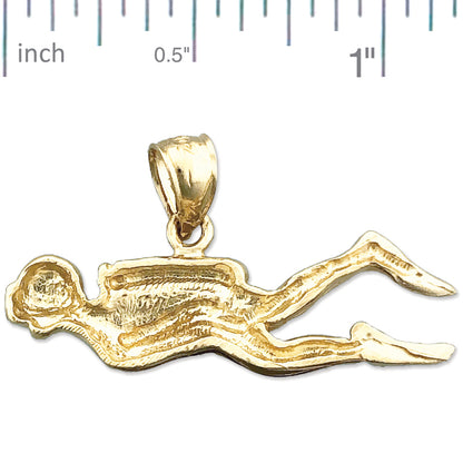 14K Gold 28MM Scuba Diver Pendant