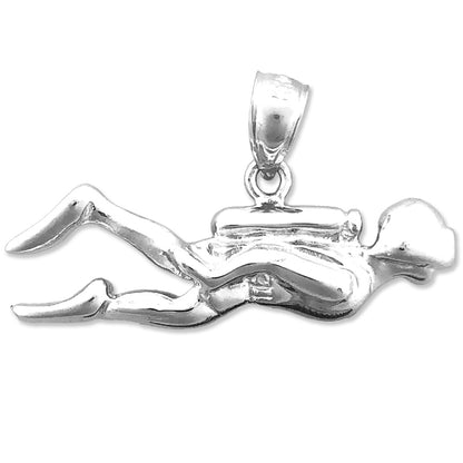 14K Gold 28MM Scuba Diver Pendant
