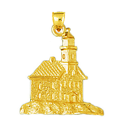 14K Gold 22MM Lighthouse Pendant