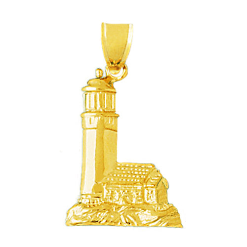 14K Gold Lighthouse Pendant