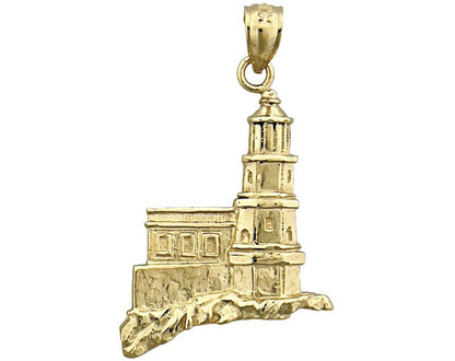 14K Gold Split Rock Minnesota Lighthouse Pendant