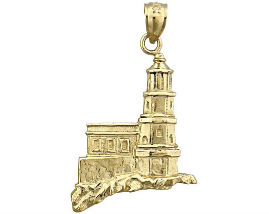 14K Gold Split Rock Minnesota Lighthouse Pendant
