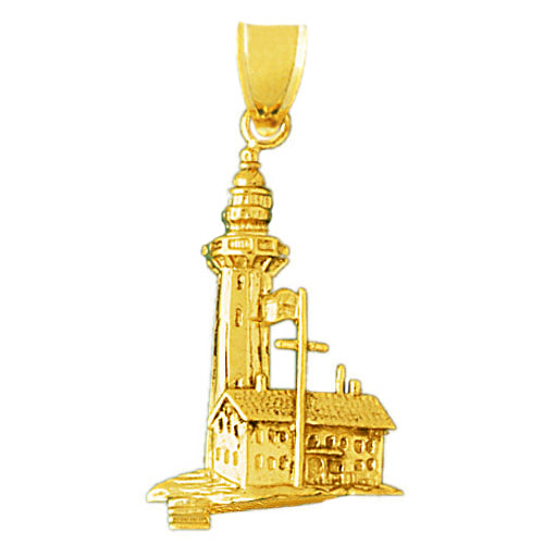 14K Gold Historic Pemaquid Point Lighthouse Pendant