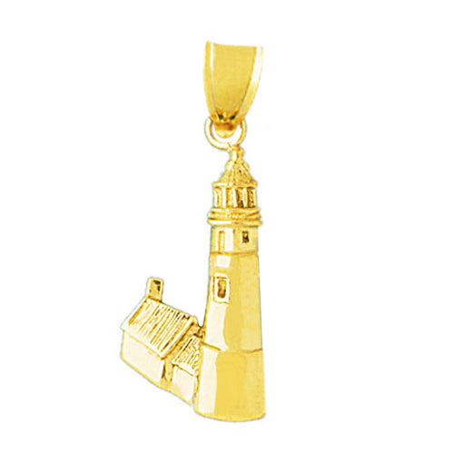 14K Gold Heceta Head Oregon Lighthouse Pendant