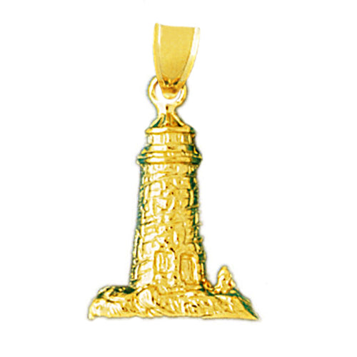 14K Gold Historic Lighthouse Pendant