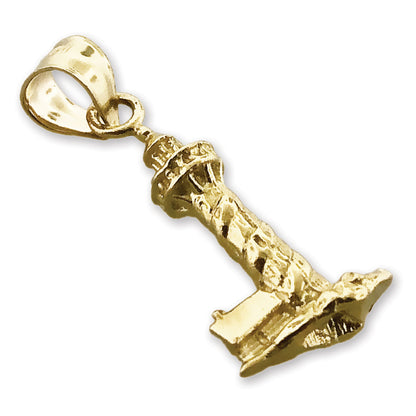 14K Gold 3D Lighthouse Charm