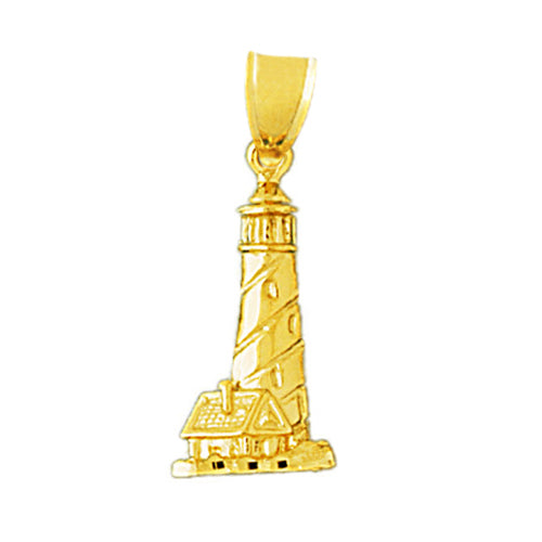 14K Gold Little House Lighthouse Charm