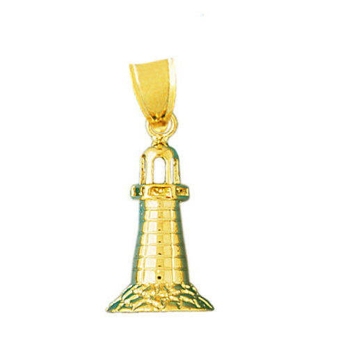 14K Gold Lighthouse Nautical Pendant