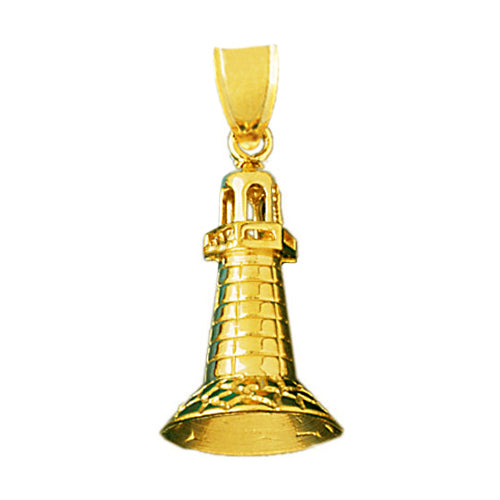 14K Gold 3-D Lighthouse Pendant