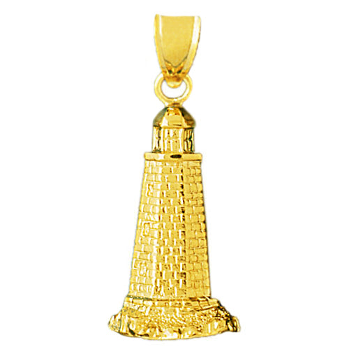 14K Gold 26MM Lighthouse Pendant