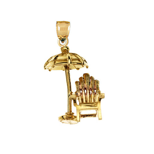 14K Gold 3D Adirondack Beach Chair Charm