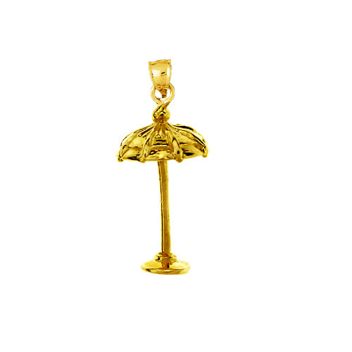 14K Gold 3D Beach Umbrella Charm
