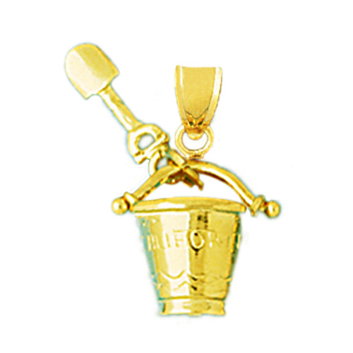 14K Gold 3D California Pail and Shovel Charm
