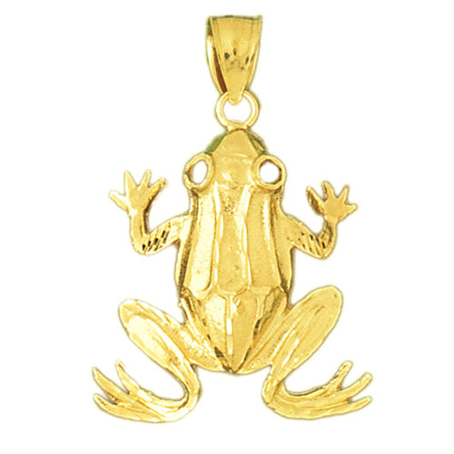 14K Gold 26MM Frog Pendant