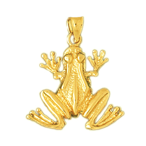 14K Gold 18MM Long Frog Pendant