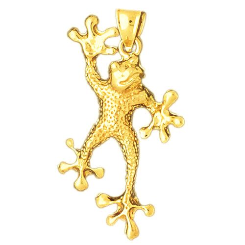 14K Gold Climbing Frog Pendant