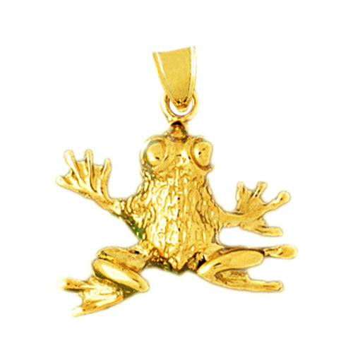 14K Gold Eyes Popped Frog Pendant