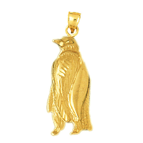 14K Gold Ornate Penguin Pendant