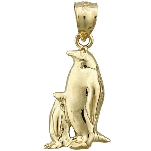 14K Gold Penguin and Calf Charm