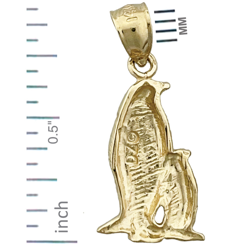 14K Gold Penguin and Calf Charm