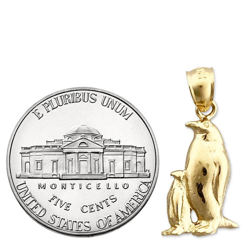 14K Gold Penguin and Calf Charm