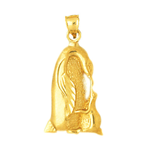 14K Gold Penguin Feeding Calf Charm