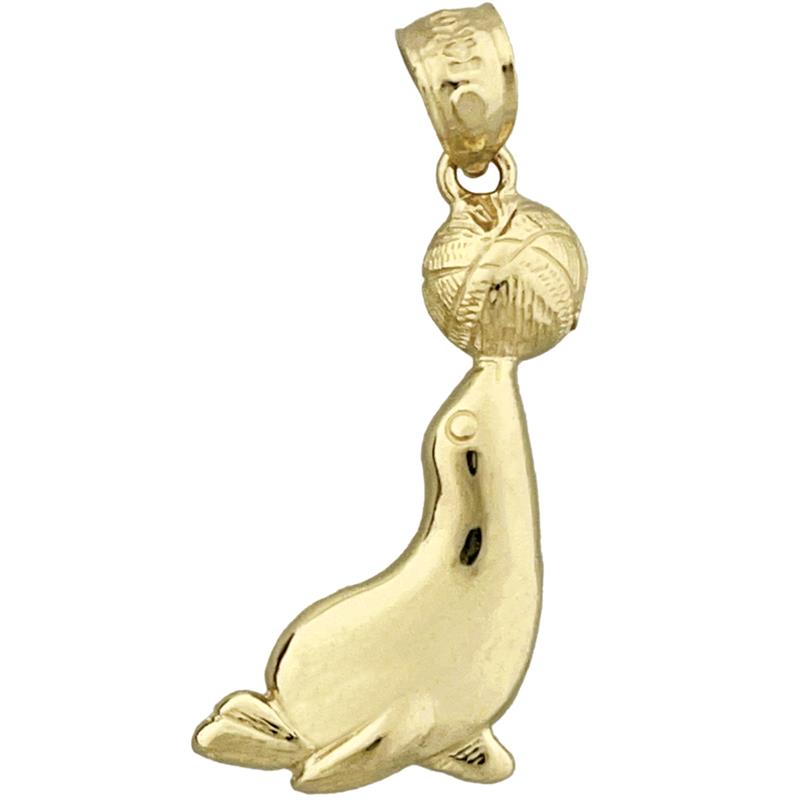 14K Gold Sea Lion with Ball Charm