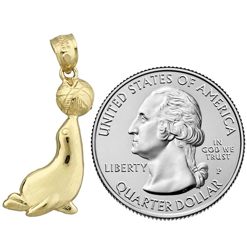 14K Gold Sea Lion with Ball Charm