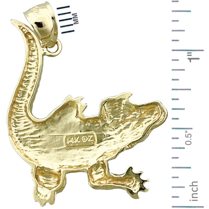 14K Gold Scaly Skin Crocodile Pendant