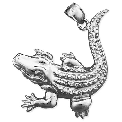 14K Gold Scaly Skin Crocodile Pendant