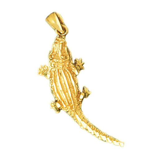 14K Gold Crocodile Pendant