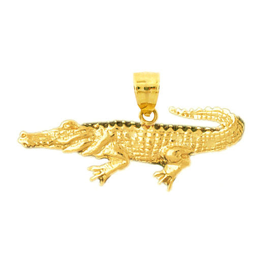 14K Gold Aquatic Crocodile Pendant