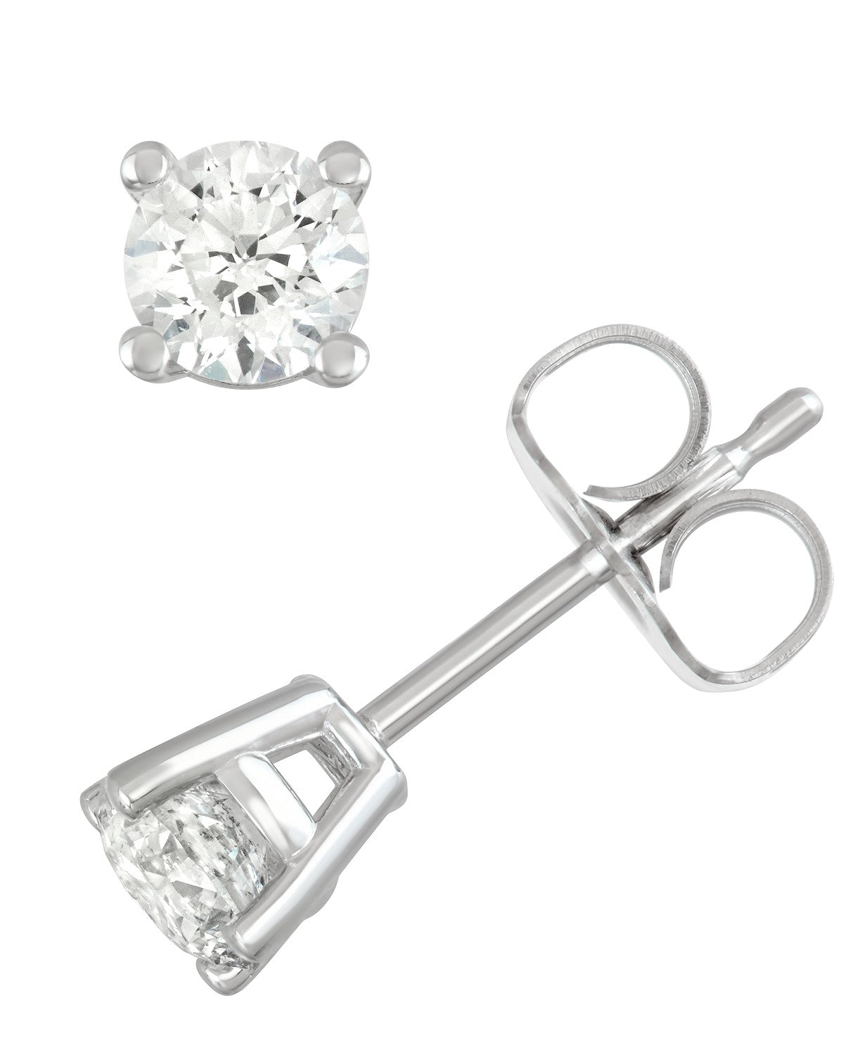 1/2 Carat TW Round Diamond Solitaire Stud Earrings in 14K White Gold (J/K Color - I2/I3 Clarity)