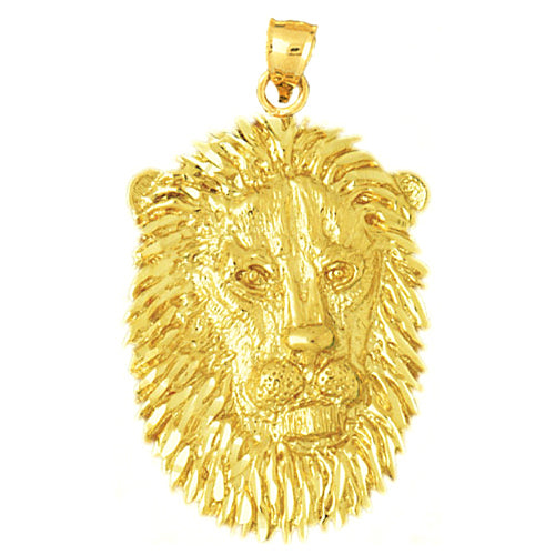 14K Gold Lion Face Pendant