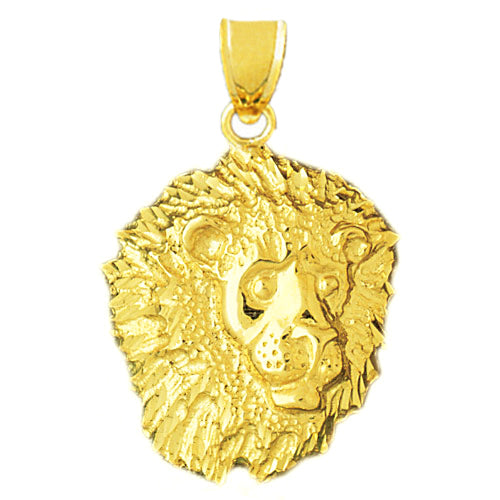 14K Gold 35MM Lion Head Pendant