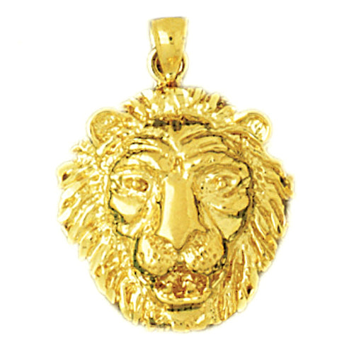 14K Gold 20MM Lion Head Pendant