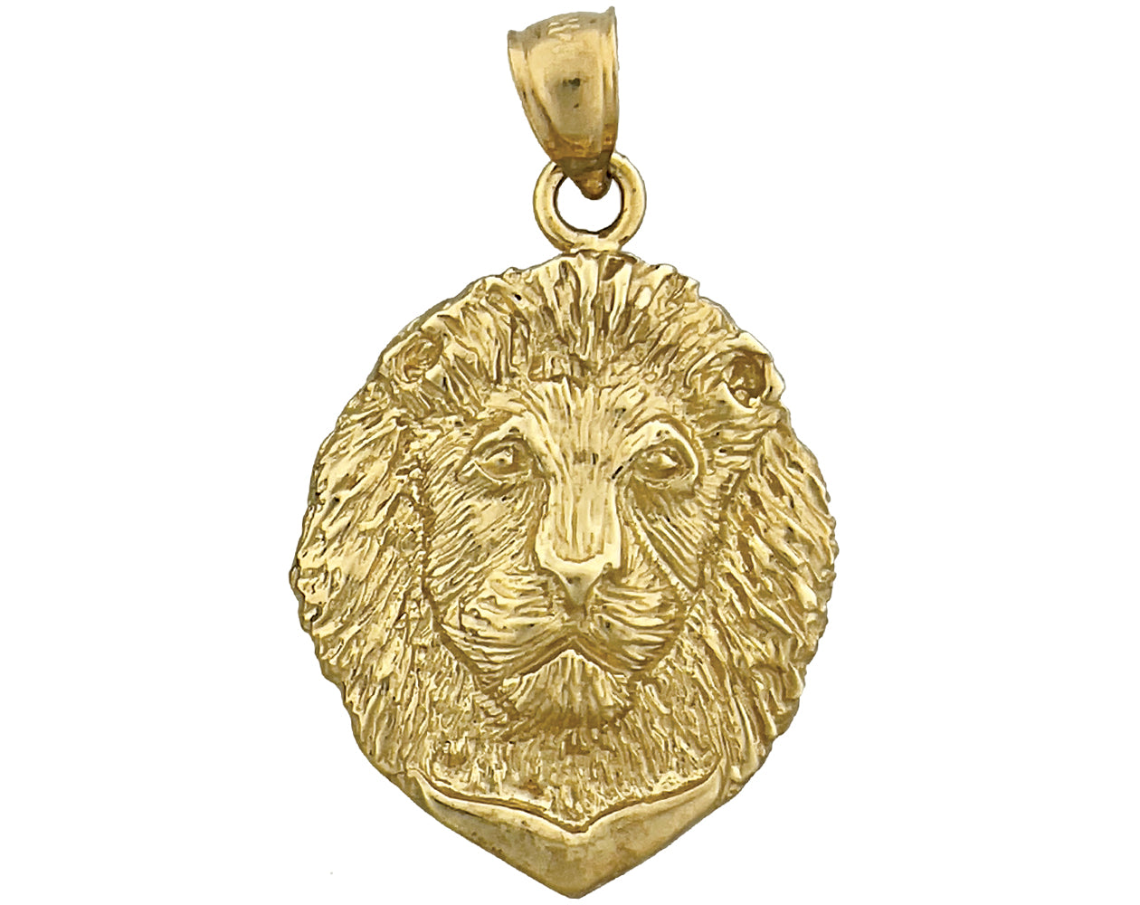 14K Gold 24MM Lion Head Pendant